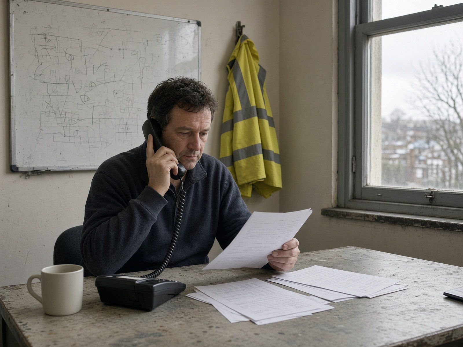 On the phone at a desk in the Burgess Hill office